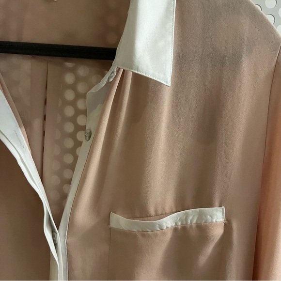 Free People Collared Button-down Shirt Size Medium. Pinkish Cream/White - Picture 3 of 10